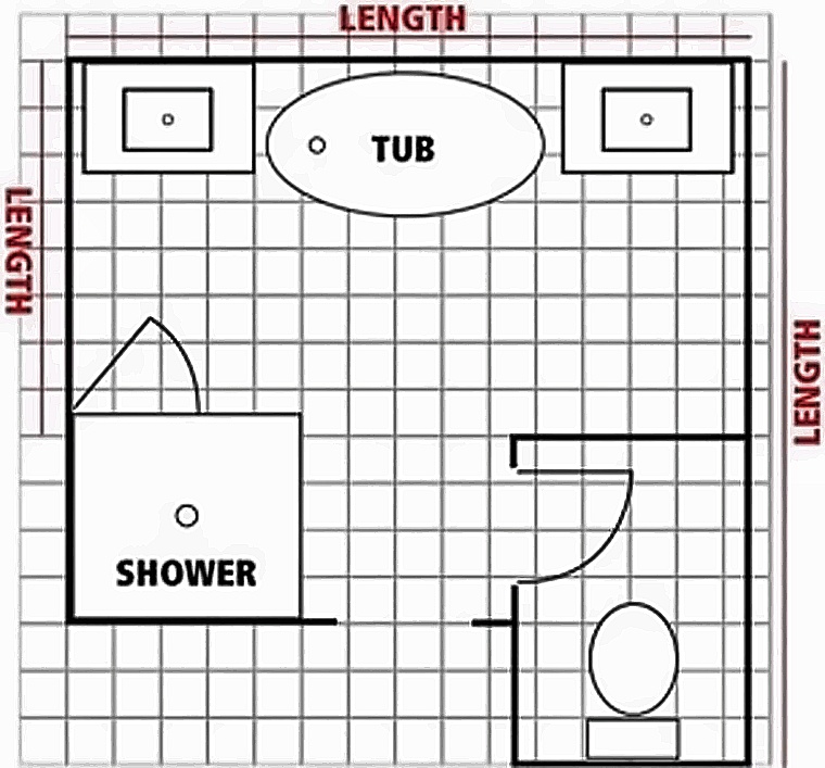 Bathroom measuring example floor plan
